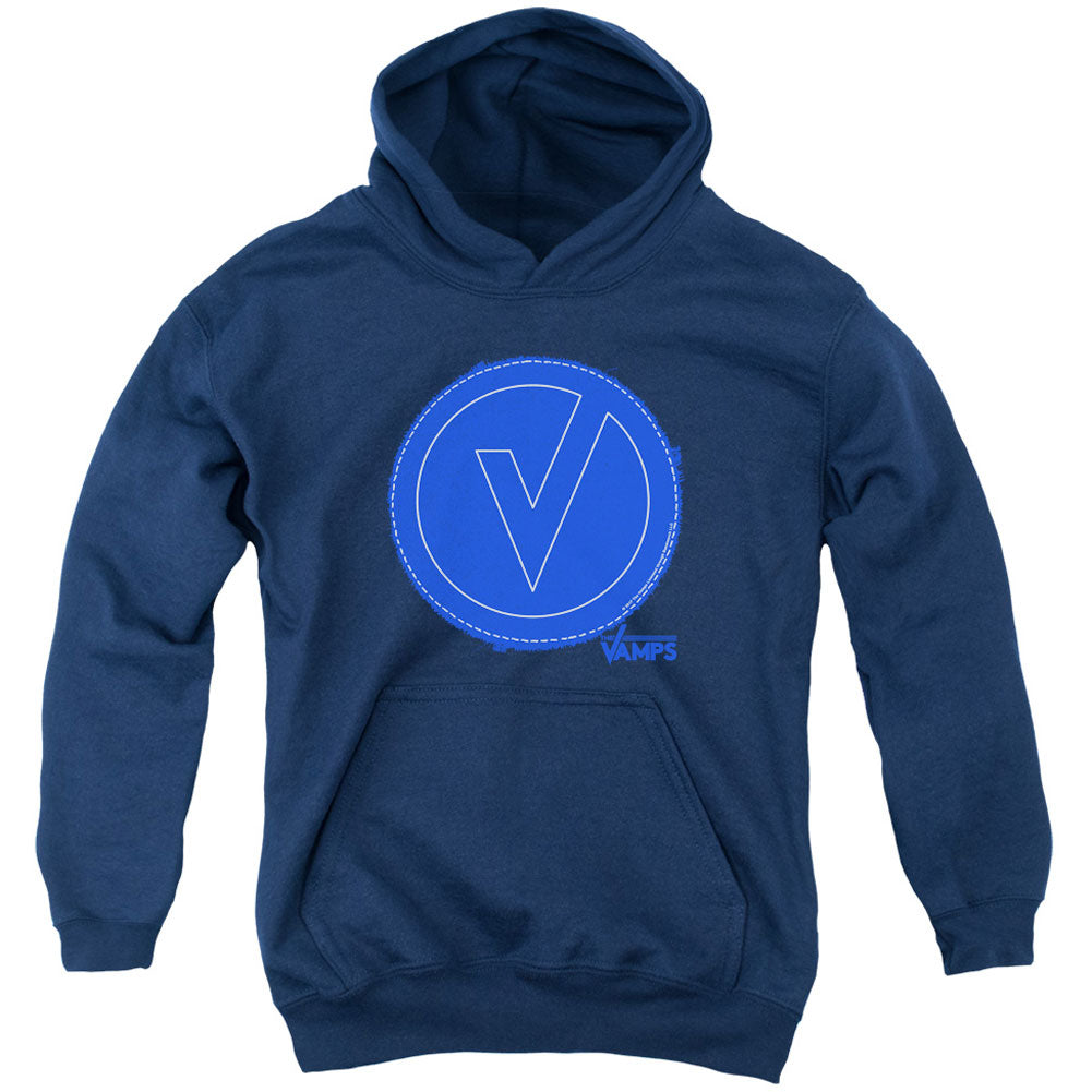 Frayed Patch Youth 50% Poly Hooded Sweatshirt