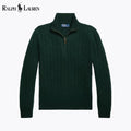 Ralph Lauren Zopfmuster-Kaschmirpullover mit Viertelreißverschluss